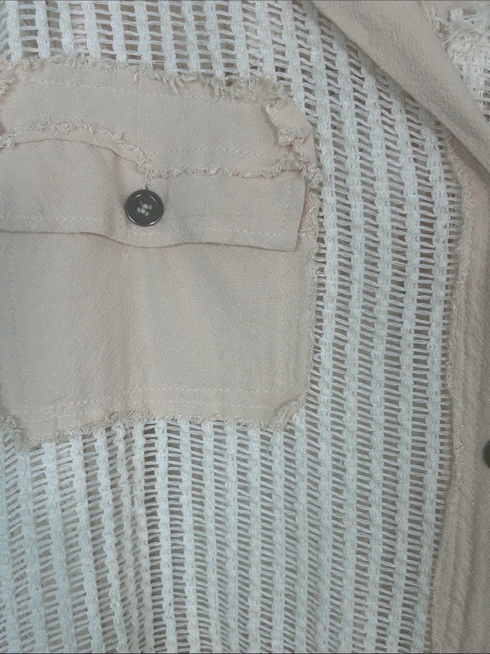 POL Beige & Cream Open-Weave Hooded Button Utility Jacket - Picture 3 of 7